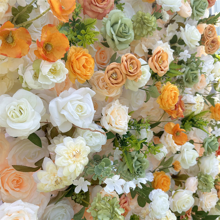 The yellow rose flower wall's detailed view highlights its vibrant, realistic shapes and fabric backing.