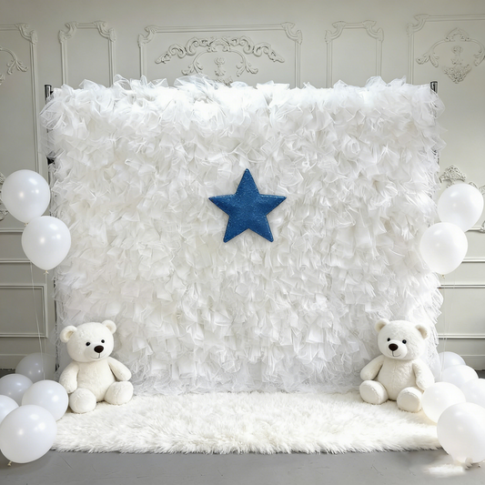 8×8ft White Sheer Tulle Decorative Wall Backdrop for Wedding Party Event