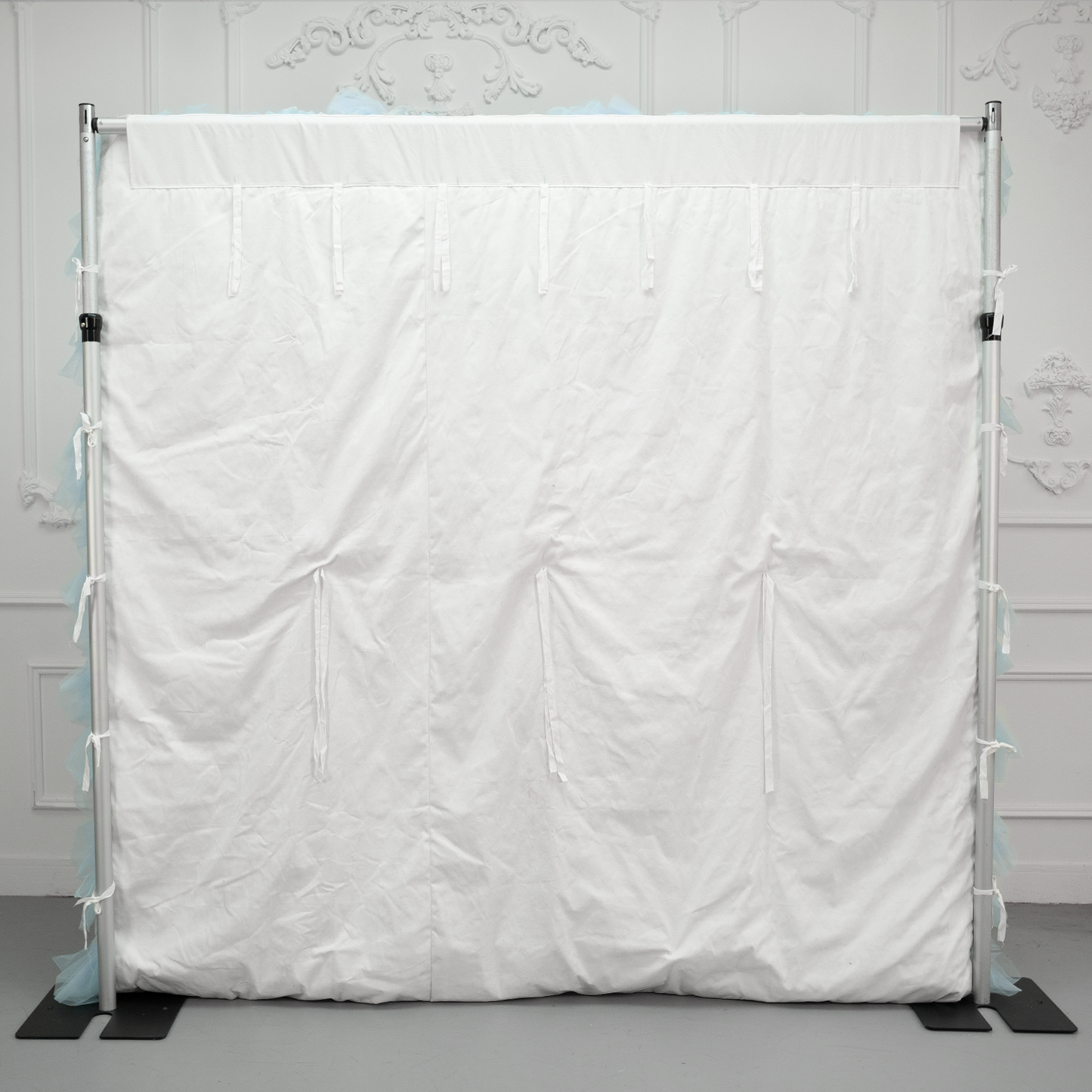 8×8ft Blue Tulle Backdrop Decorative Wall for Wedding Gender Reveal Party Event