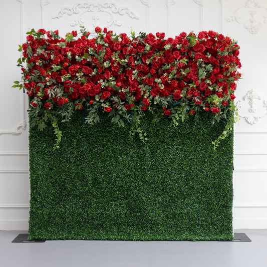 Flower Wall 3D Red Rose Florals Cover Wedding Party Proposal Decor