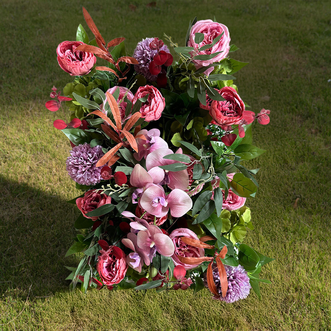 Flower Wall 5D Purple Pink Artificial Floral Backdrop for Event Party Decor