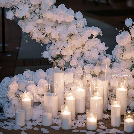 Flower Arch 8x8ft Artificial White Roses Fabric Heart Shaped Wedding Arch