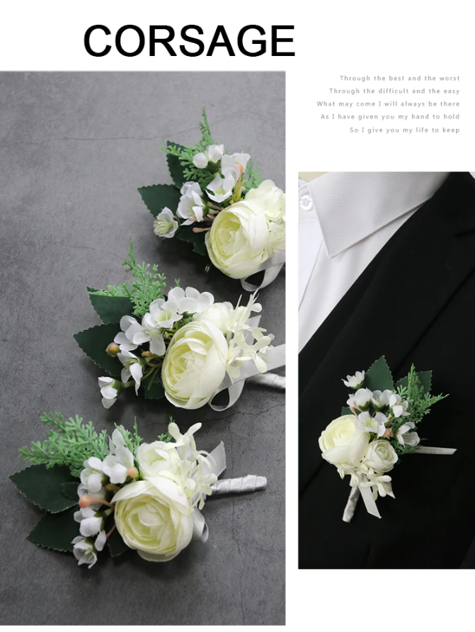 Corsages Gray Series for Wedding Party Proposal Decor - KetieStory