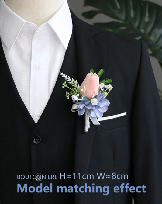 Wrist Flowers Corsages Blue Pink for Wedding Party Proposal Decor - KetieStory