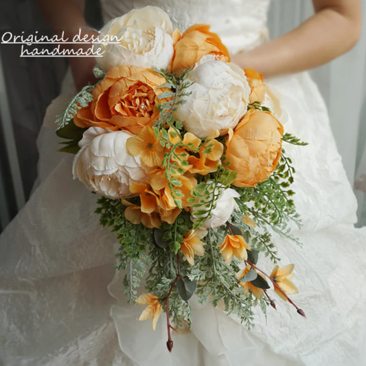 Cascade Bridal Bouquet in Fresh Orange Style - KetieStory