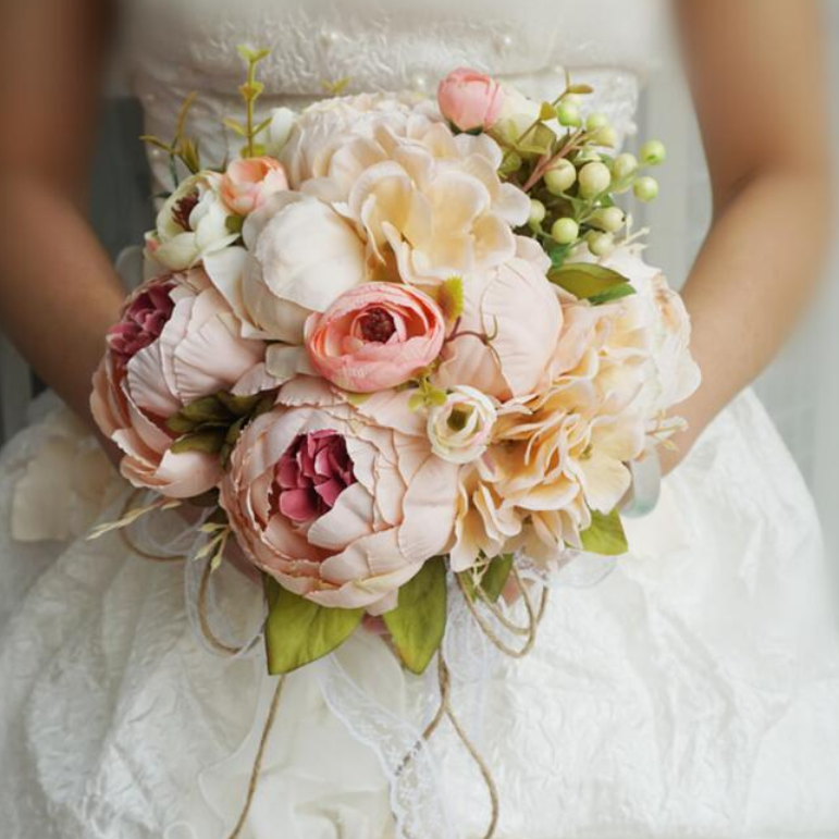 Round Bride Bouquet in Pink - KetieStory