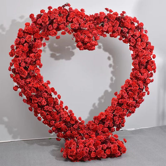 Flower Arch Roses Heart Shaped Floral Set Backdrop Proposal Wedding Party Decor - KetieStory