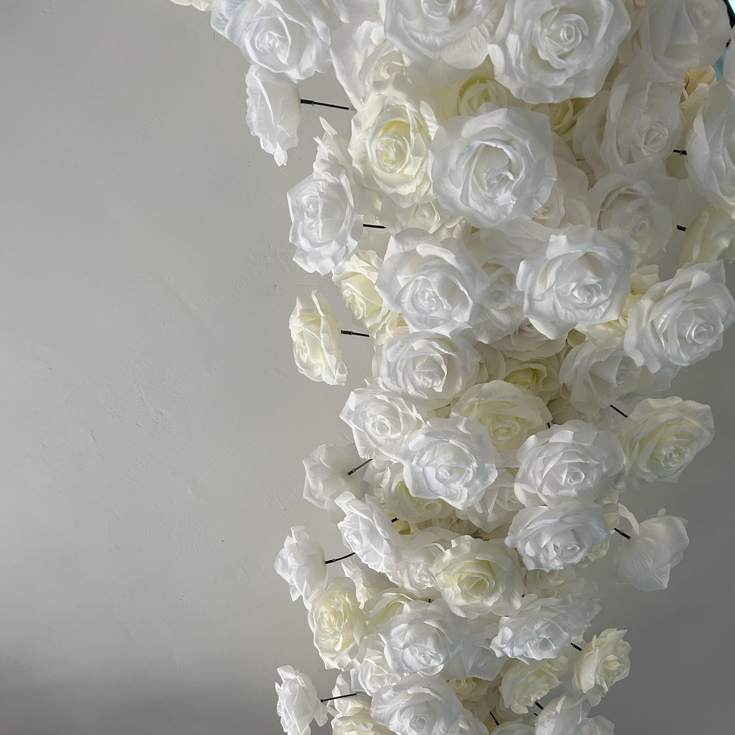 Flower Arch White Roses Heart Shaped Floral Set Flower Wall Fabric Backdrop Proposal Wedding Party Decor - KetieStory