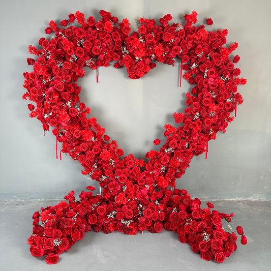 Flower Arch Heart Shaped White Roses Floral Arch Set Proposal Wedding Party Decor - KetieStory
