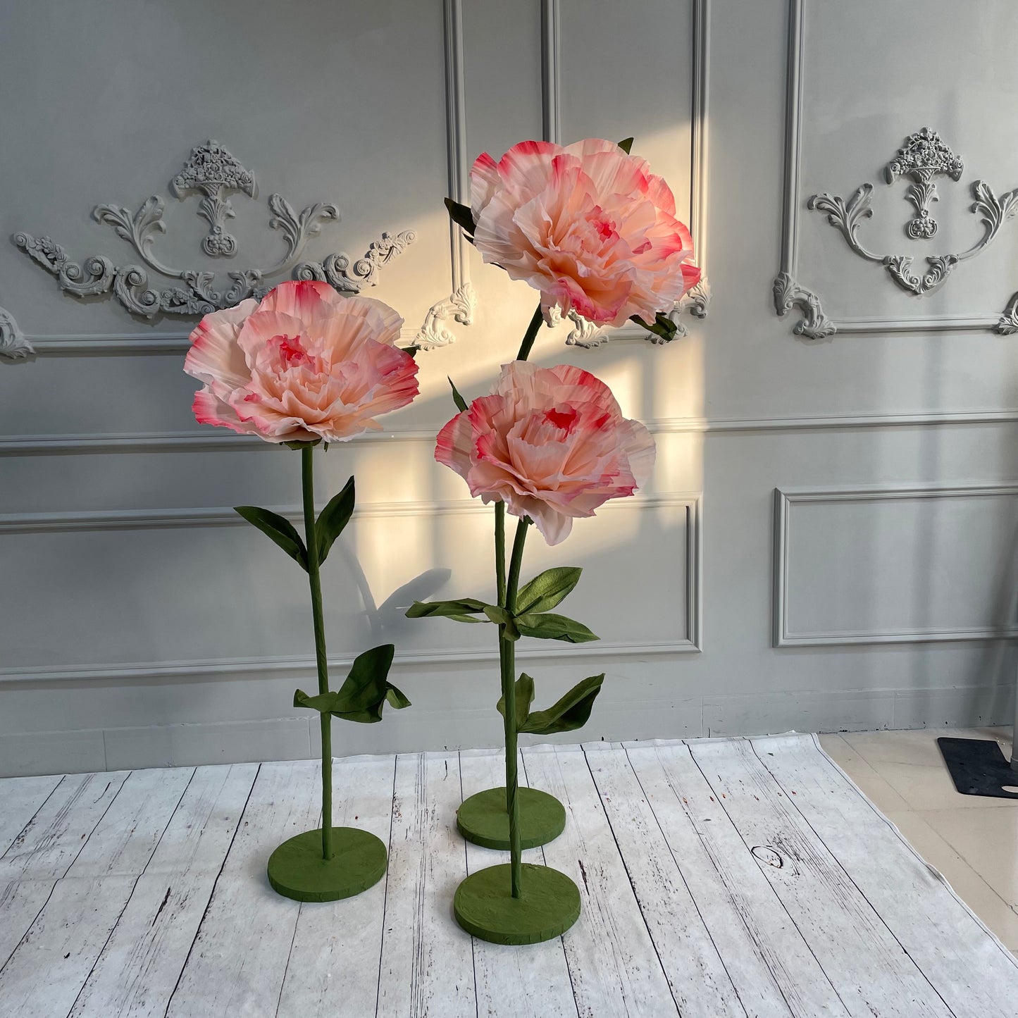 Set of 3 Pink Paper Flowers for Wedding Party Home Decor Event - KetieStory