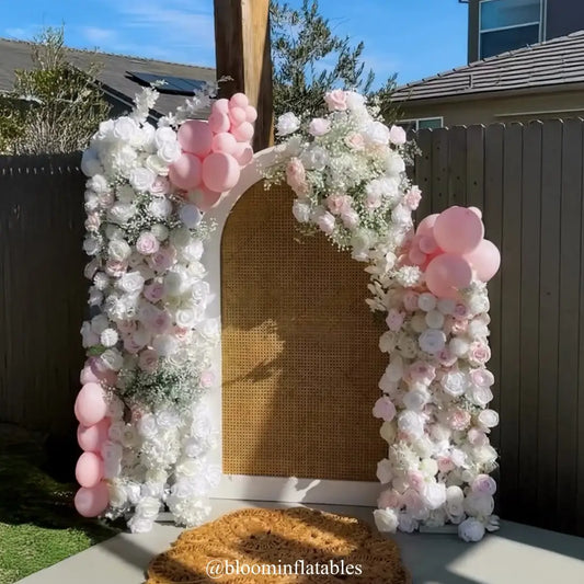 Flower Arch White Champagne Roses Artificial Florals Backdrop Event Proposal Wedding Decoration