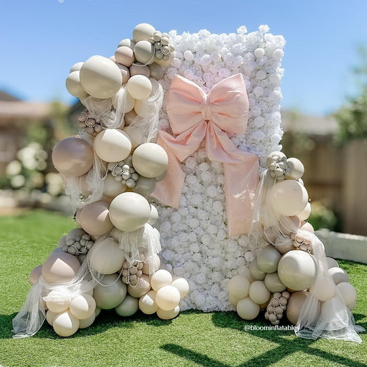 Pink 1.96x3.93ft Large Bow Fabric with Long Tail for Party Events