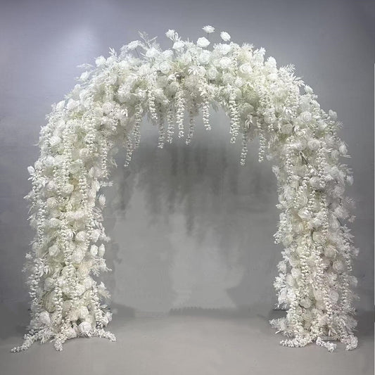 Flowers Arch Set Blossom White Roses for Wedding Event Decoration Proposal Decor