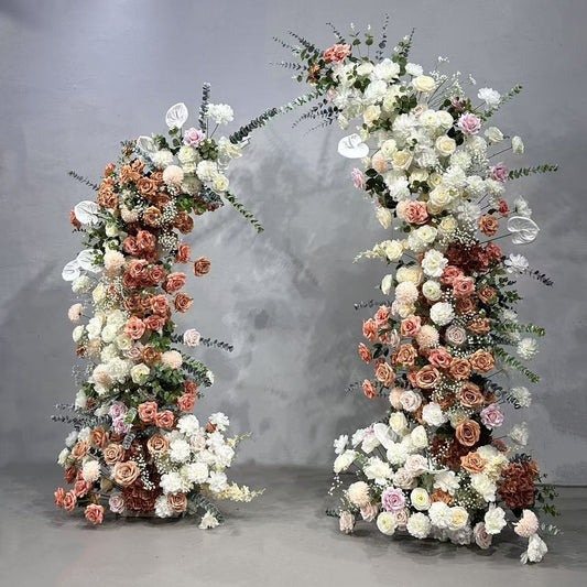 Flower Arch Coffee White Set Artificial Florals Backdrop for Wedding Proposal Party Decor