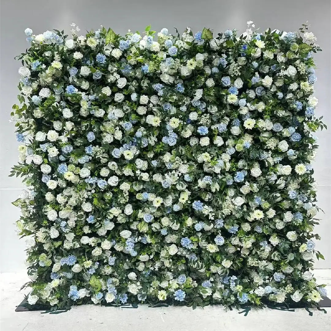 Flower Wall 5D Green Artificial Fabric Rolling Up Curtain Floral Backdrop For Party