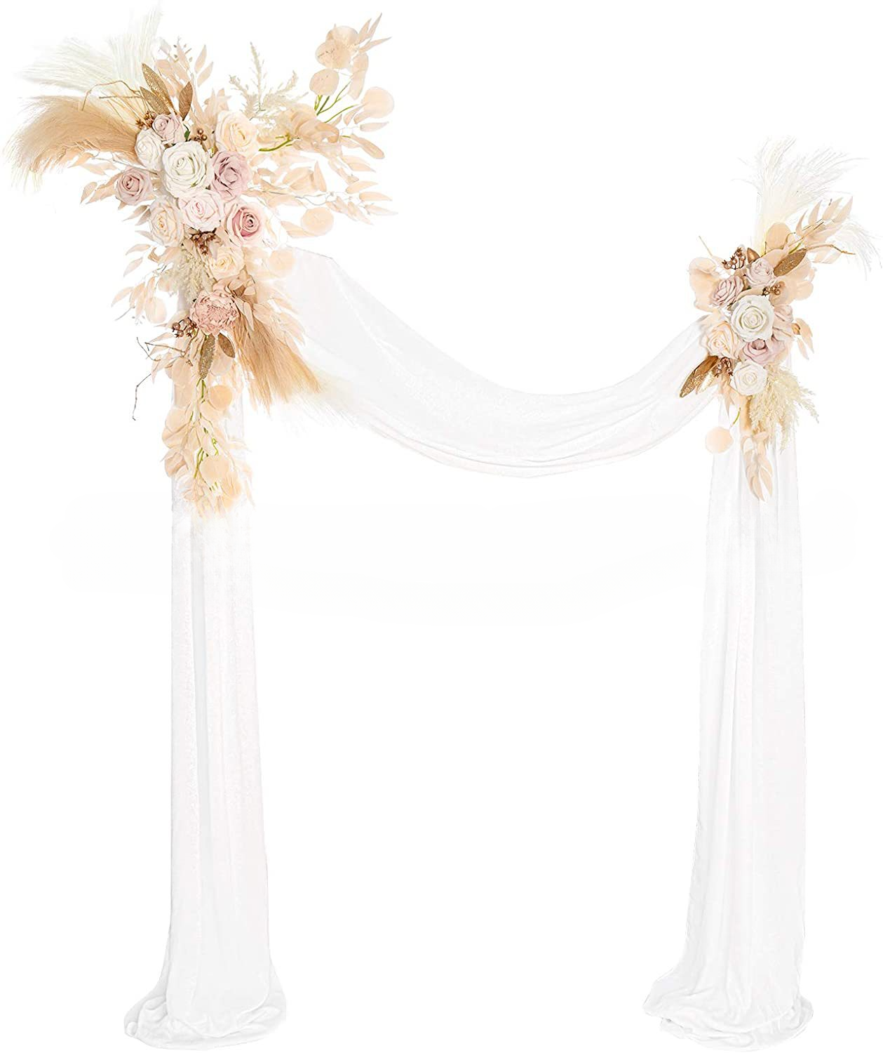 Artificial Flower Chiffon Valance Yarn Three-Piece Set For Wedding Decoration Backdrop - KetieStory