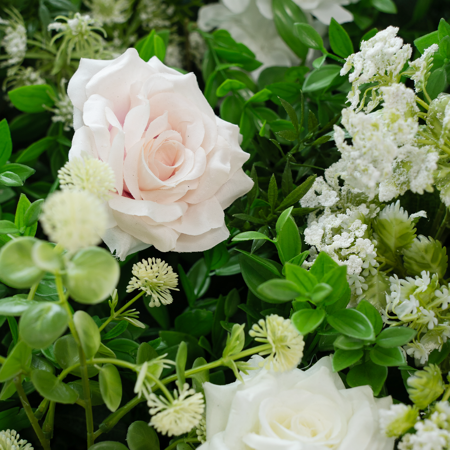 5D Spring Green White Flower Wall Backdrop with Fabric Backing for Wedding Event Party