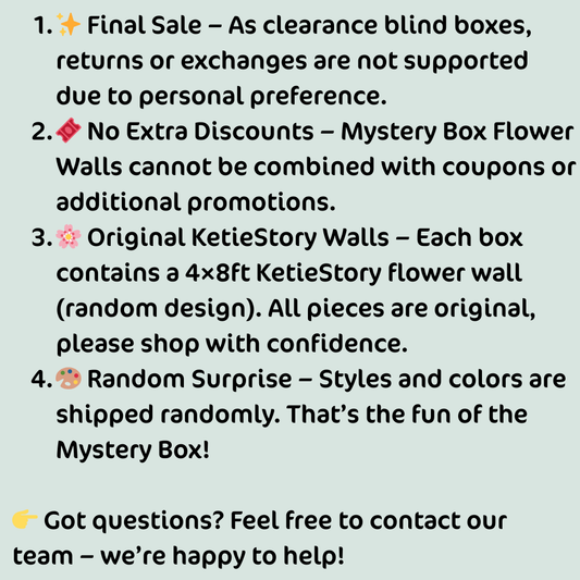 Text-based information about KetieStory Walls mystery box product on a light gray background