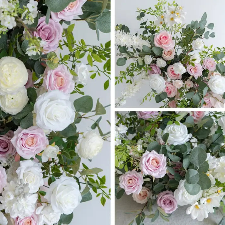 100% handmade, the pink white flower arch provides a lifelike appearance and is easy to set up.