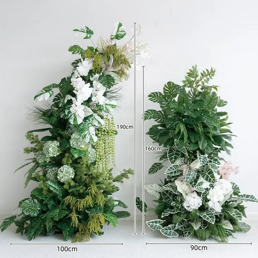 100% handmade, the green leaf floral pillar provides a lifelike appearance and is easy to set up.