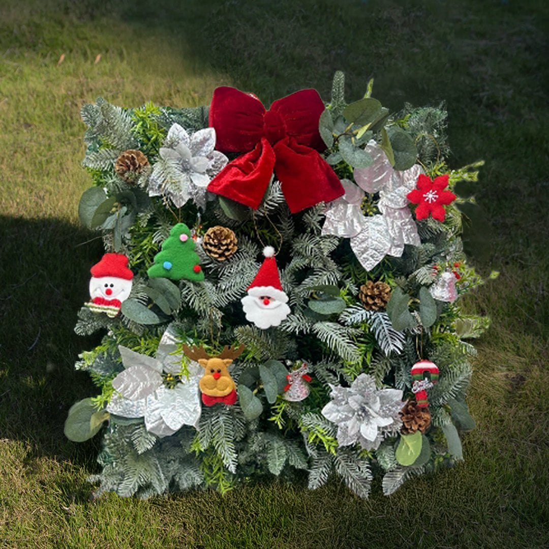 Flower Wall 5D Christmas Green Pine Sprig Artificial Floral Backdrop for Event Party Home Decor