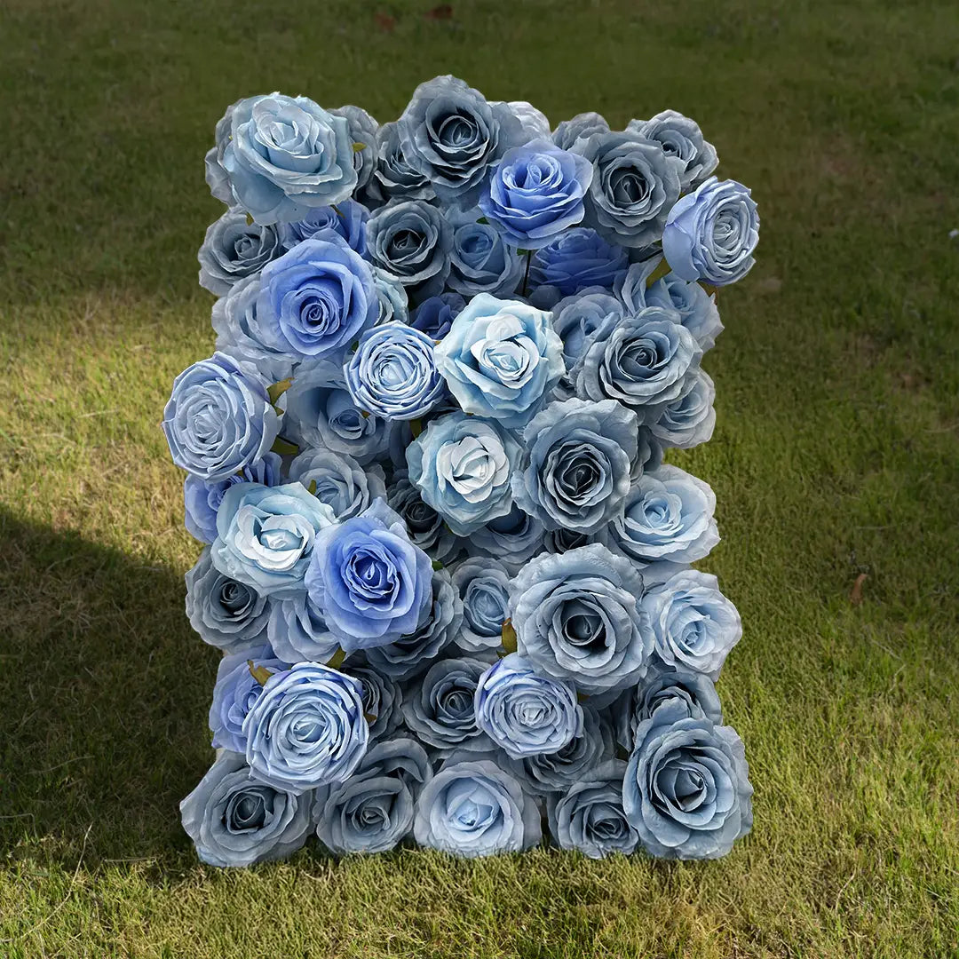 Flower Wall 5D Rolling Up Blue Roses Floral Backdrop for Gender Reveal Party