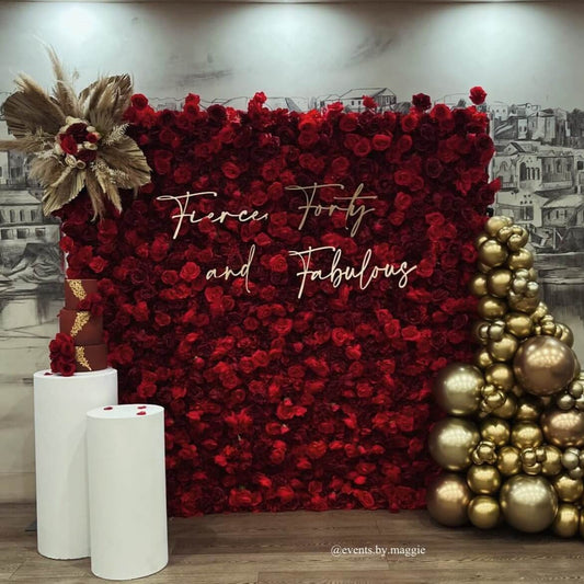 CP SALE 5D Red Artificial Flower Wall with Stand and Two Free Gifts