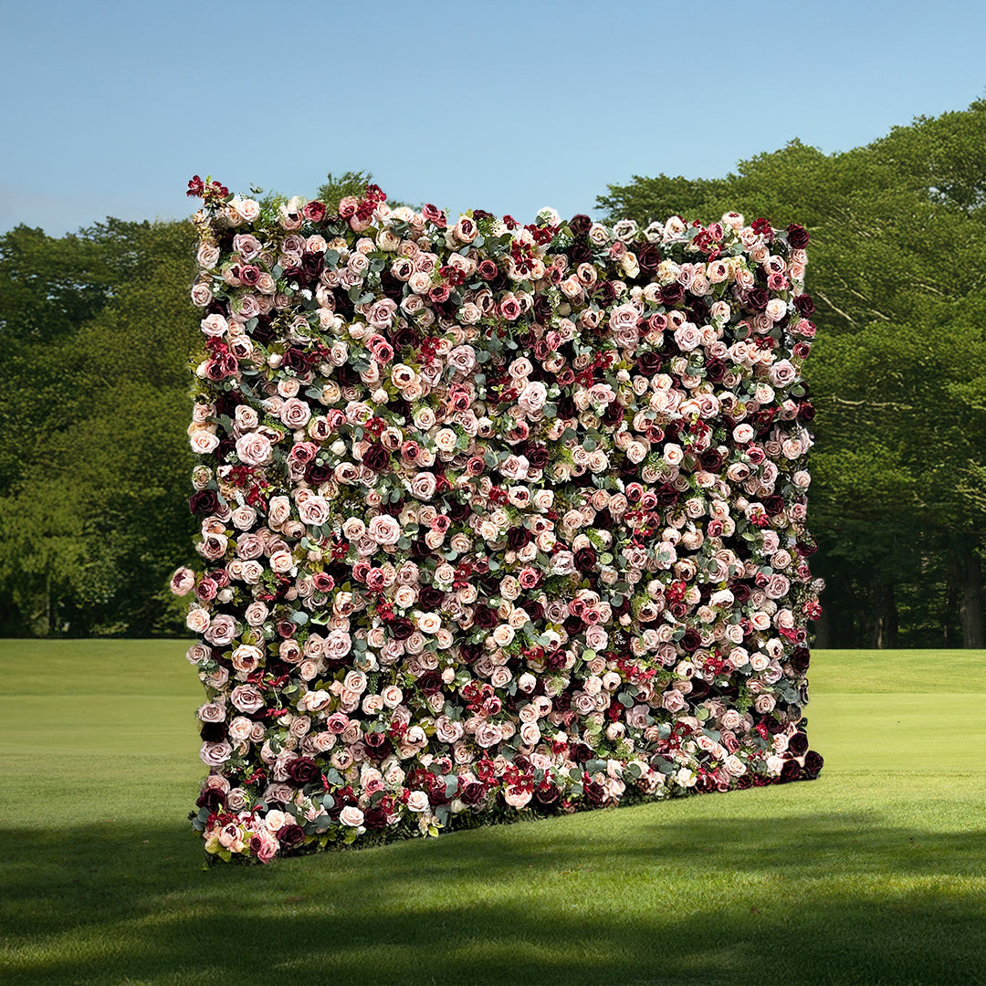 Flower Wall 5D Pink Red Rolling Up Curtain Floral Backdrop Wedding Party Proposal Decor