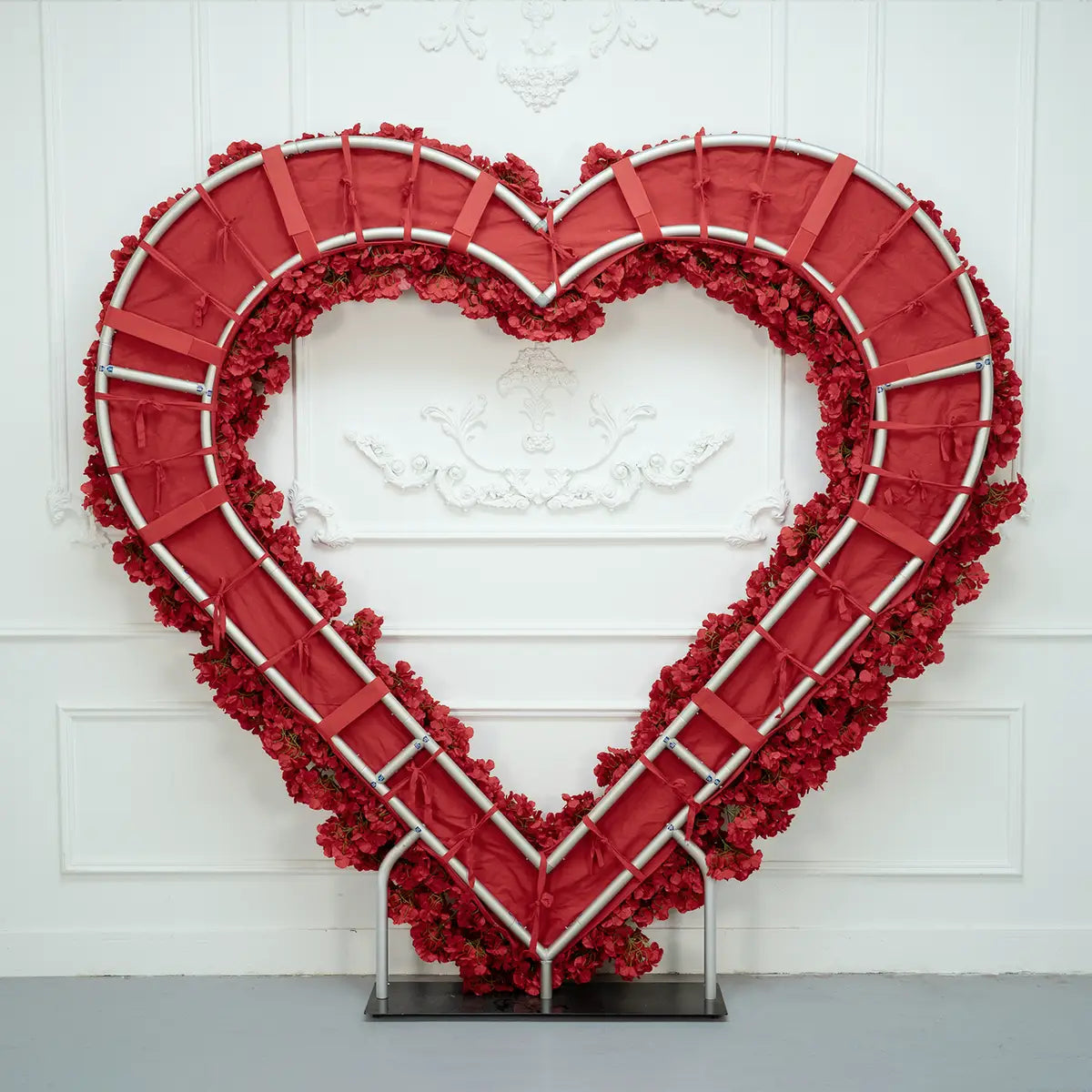 Flower Arch 8x8ft Heart Shaped Red Hydrangea Floral Backdrop for Proposal Wedding Party Decor
