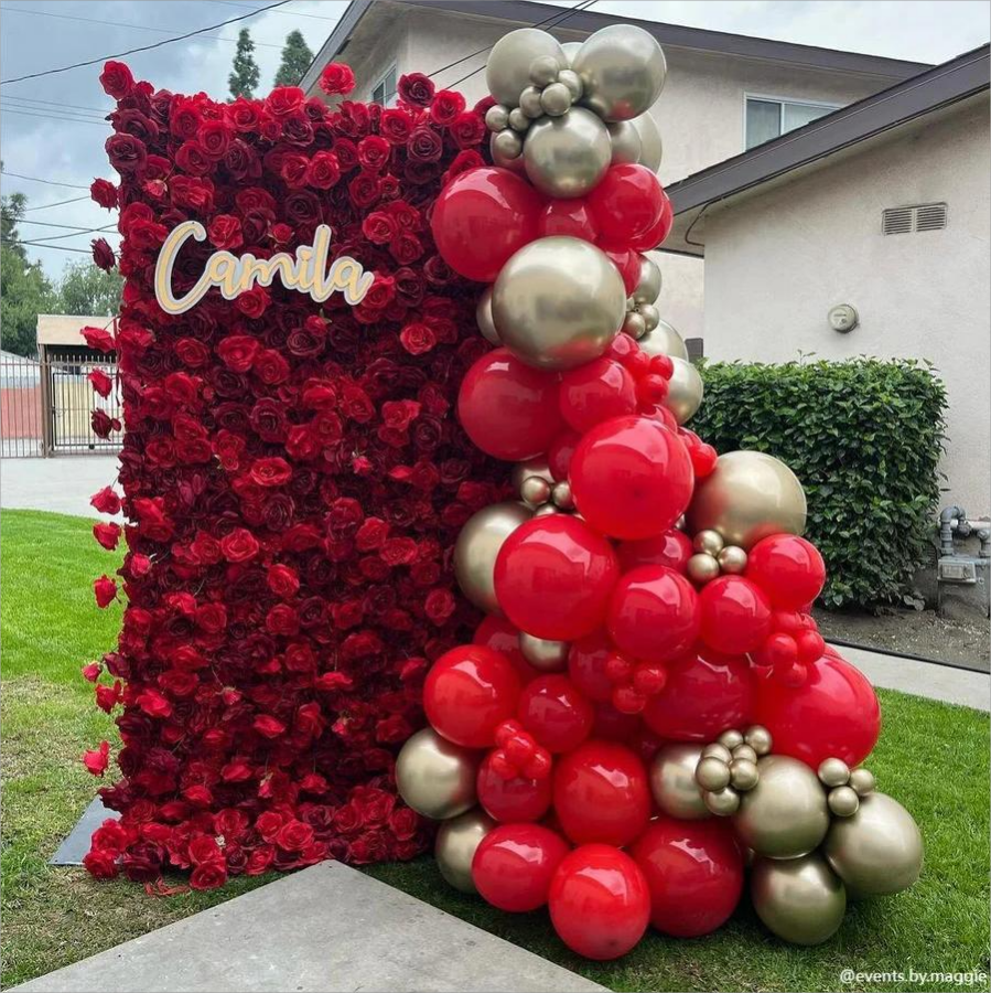 CP SALE 5D Red Artificial Flower Wall with Stand and Two Free Gifts