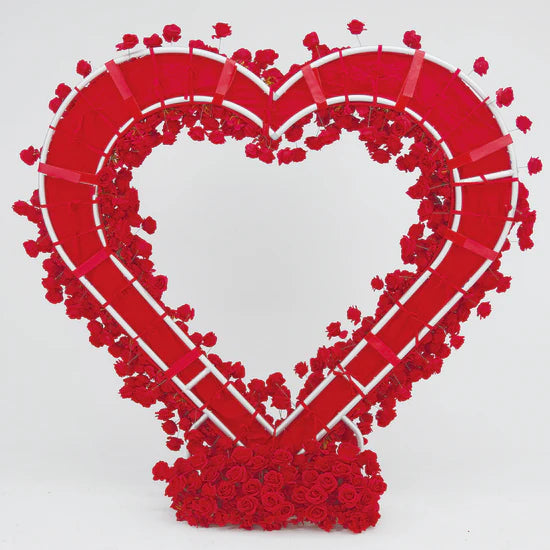 CP SALE 8*8ft Red Rose Heart Shaped Flower Arch with Stand and Free Handbags