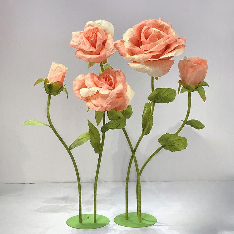 Set of 5 Pink Large Paper Flowers Set for Wedding Party Decor