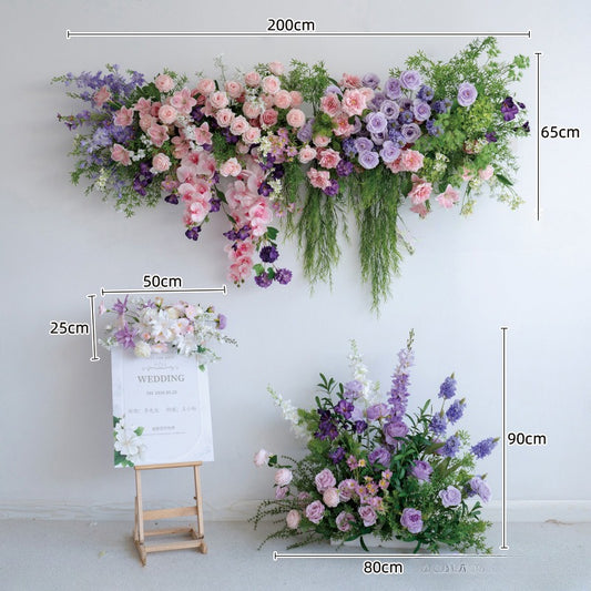 100% handmade, the purple pink hanging flower set provides a lifelike appearance and is easy to set up.