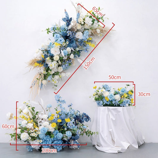 100% handmade, the blue yellow hanging flower set provides a lifelike appearance and is easy to set up.