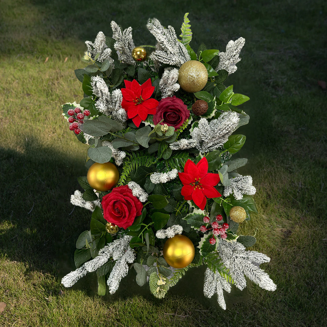 Flower Wall 5D Christmas Flower with Shiny Balls Floral Backdrop for Event Party Home Decor