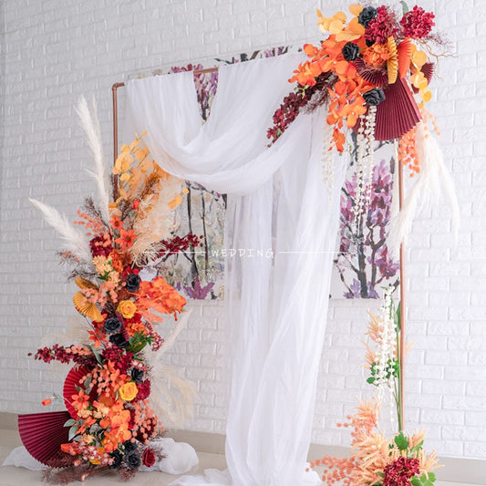 Champagne Orange Arch Flower Stand Frames for Wedding Party Decor - KetieStory