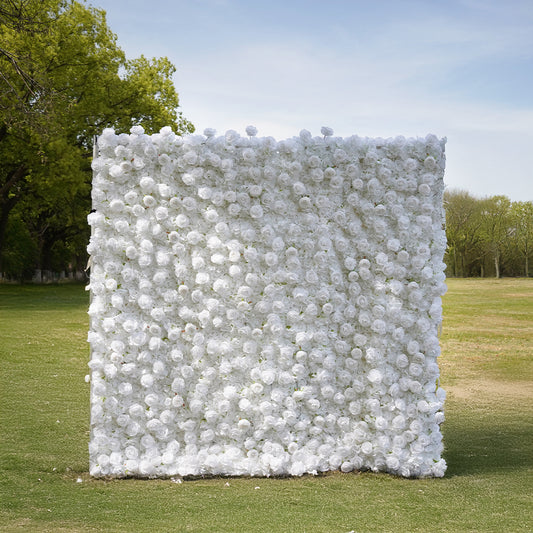 CP SALE 5D White Rose & Hydrangea Flower Wall with Stand and Two Free Gifts