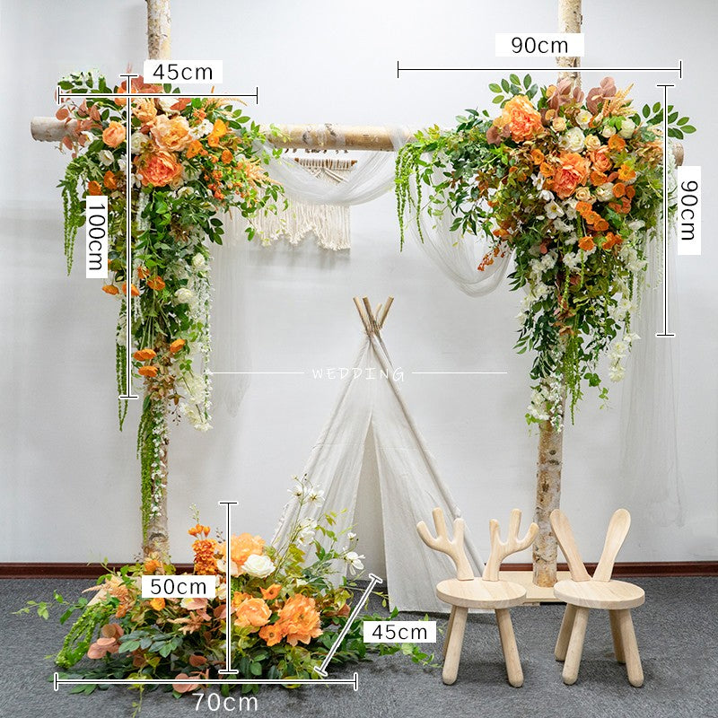 Orange Rose Hydrangea Arch for Wedding Party Decor Proposal - KetieStory