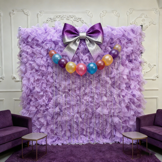 8×8ft Purple Sheer Tulle Decorative Wall Backdrop for Wedding Party Event