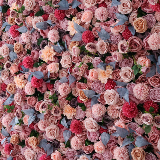 Flower Wall 3D Pink Blue Rolling Up Curtain Fabric Backdrop Proposal Wedding Party Decor
