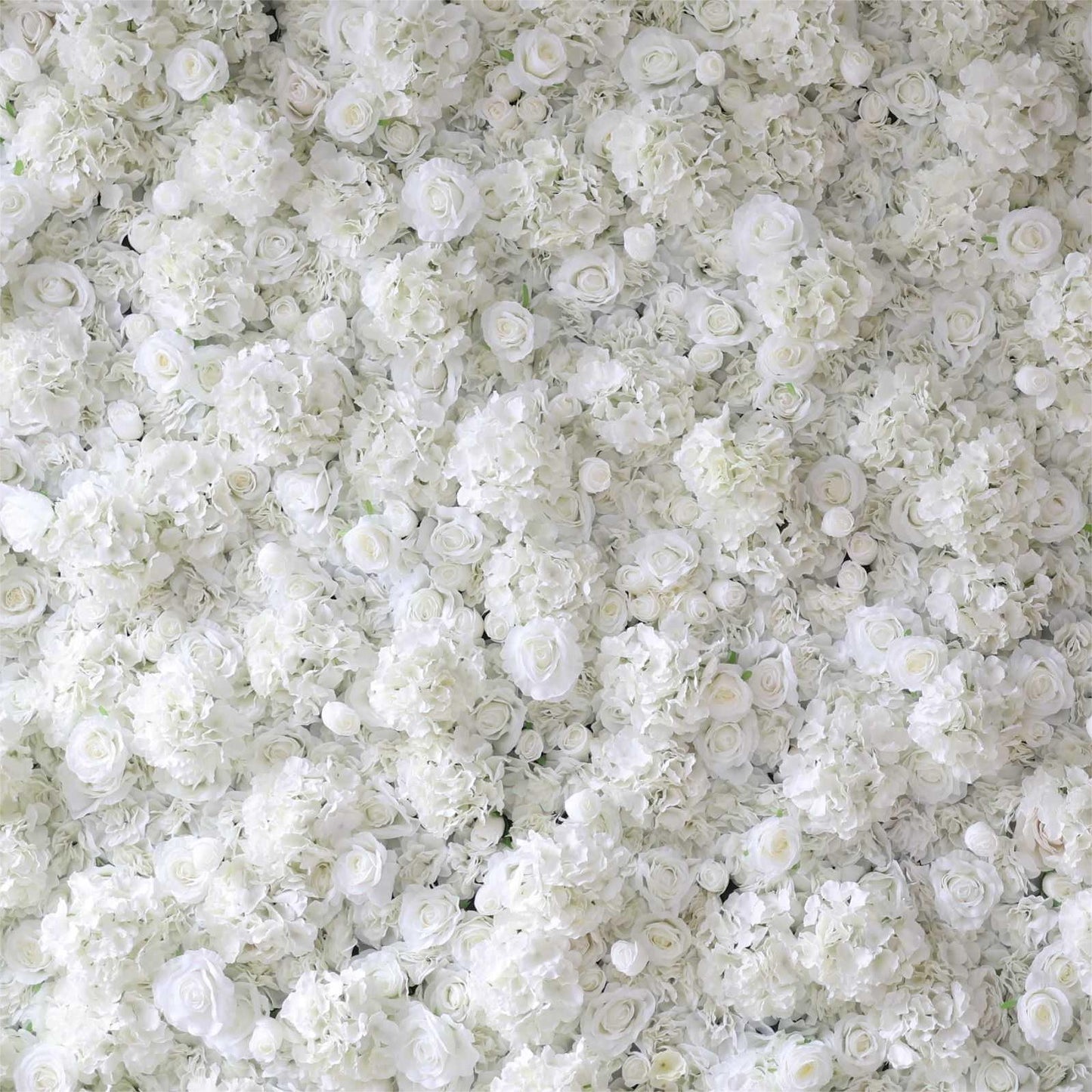The white hydrangea rose fabric flower wall looks vivid and realistic.