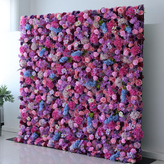 Flower Wall 3D Purple Pink Fabric Floral Backdrop Wedding Party Proposal Decor