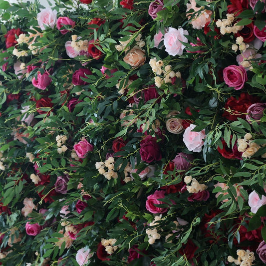 Flower Wall 5D Green Purple Fabric Rolling Up Curtain Floral Backdrop For Party