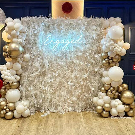 Flower Wall 3D Natural White Pampas Rolling Up Backdrop Flower Wall For Wedding Party