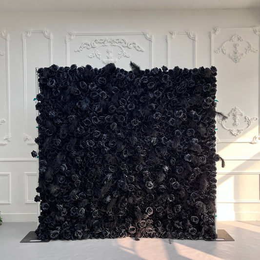 CP SALE 5D Black Roses Artificial Flower Wall with Stand and Two Free Gifts