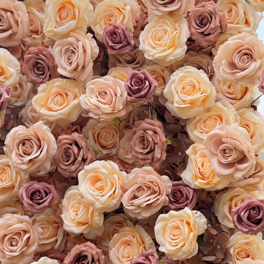 Flower Wall 5D Khaki Coffee Farbic Rolling Up Curtain for Event Party Decor