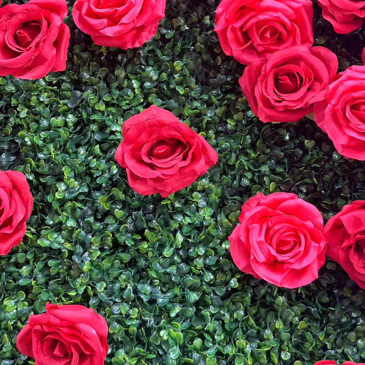 Flower Wall 3D Milan Green Wall Red Rose Fabric Rolling Up Curtain Wedding Party Decor