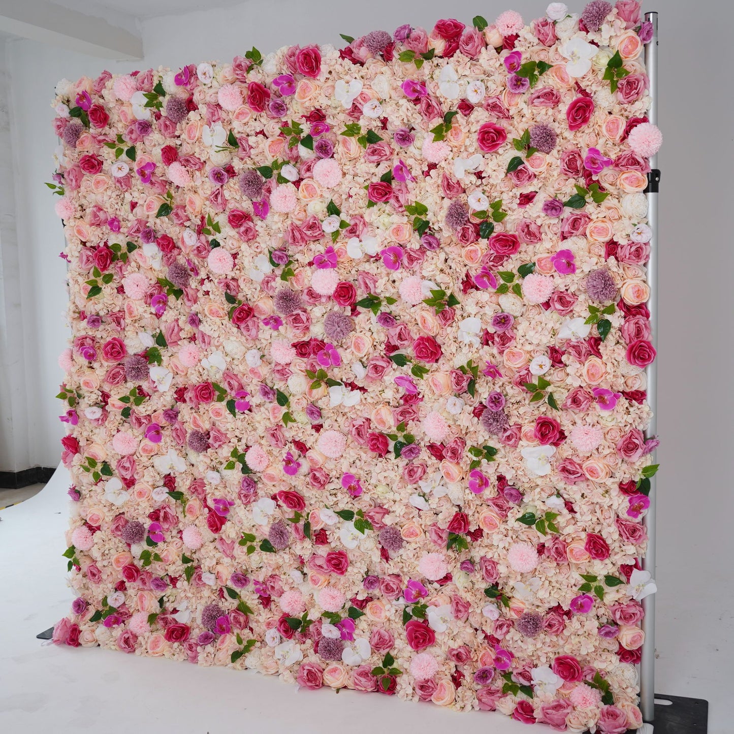 Lightning Deals: 8x8ft Flower Wall Rose Pink Rolling Up Curtain Fabric Artificial Flower Wall Backdrop Proposal Wedding Party Decor - KetieStory