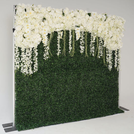 Cream white flower wall side view is designed for realism and durability with a fabric backing.