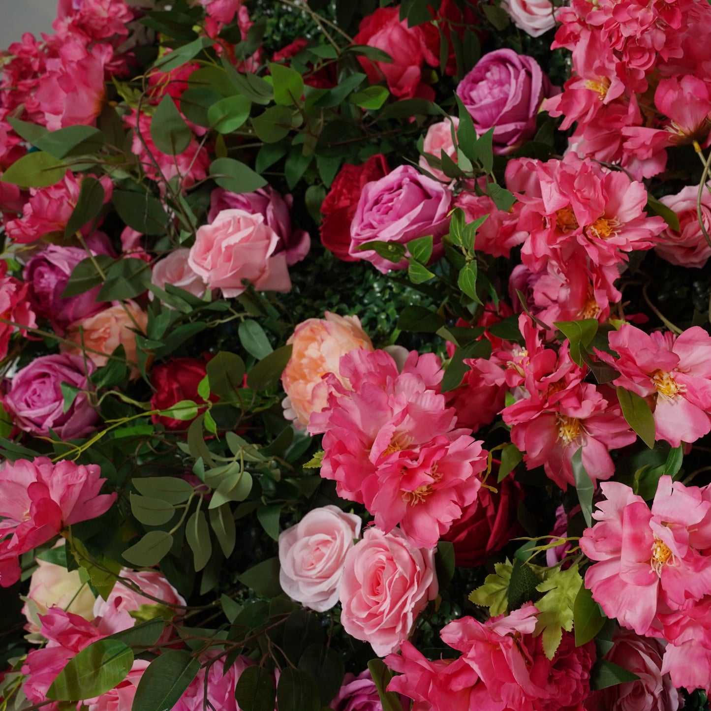 Vibrant colors give hot pink flower walls detailed realism and beauty.